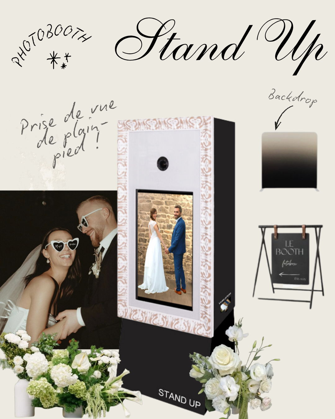 Cabine photo stand up prise de vue plain pied